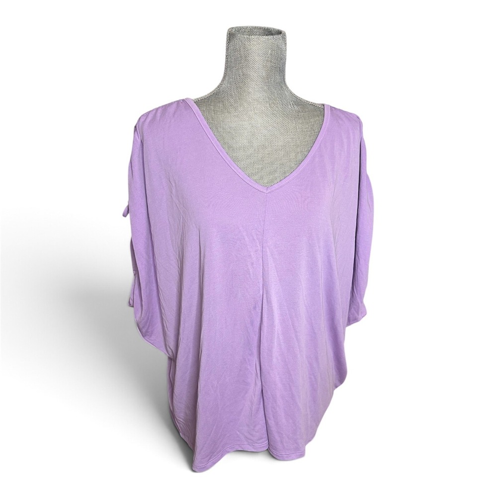 Simply Vera By Vera Wang Women's Lavender Purple V-Neck Dolman Sleeve Top, XXL